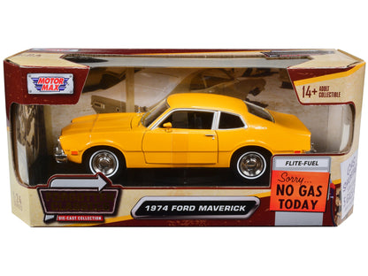1974 Ford Maverick Yellow "Forgotten Classics" 1/24 Diecast Model Car by Motormax  free shipping USA