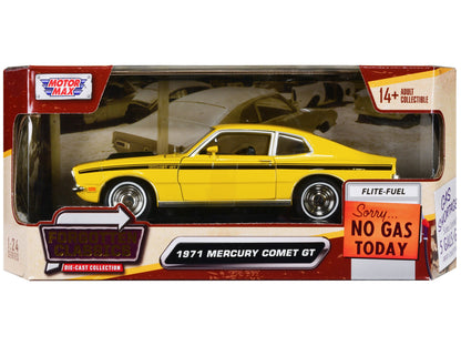 1971 Mercury Comet GT Yellow with Black Stripes "Forgotten Classics" Series 1/24 Diecast Model Car by Motormax  free shipping USA