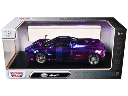 Pagani Huayra Pink and Purple Chrome "Custom Wrap" Series 1/24 Diecast Model Car by Motormax  free shipping USA