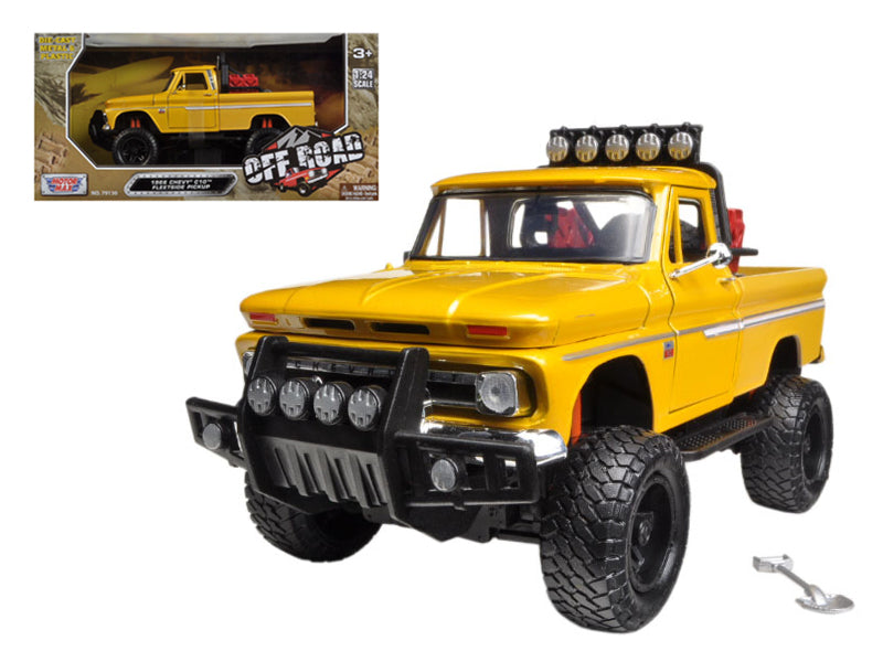 1966 Chevrolet C10 Fleetside Pickup Truck Off Road Yellow 1/24 Diecast Model by Motormax  free shipping USA