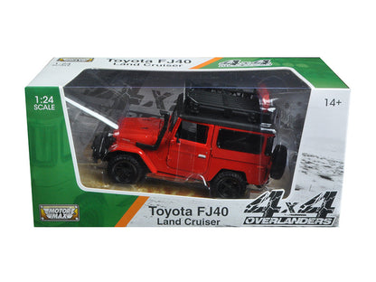 Toyota FJ40 Land Cruiser Red "4x4 Overlanders" Series 1/24 Diecast Model Car by Motormax  free shipping USA