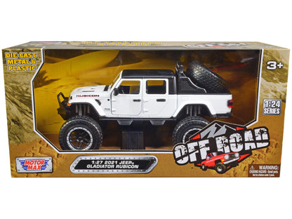 2021 Jeep Gladiator Rubicon Off-Road Pickup Truck White with Black Top "Off Road" Series 1/27 Diecast Model Car by Motormax  free shipping USA