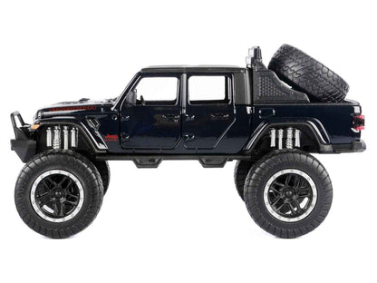 2021 Jeep Gladiator Rubicon Off-Road Pickup Truck Black with Matt Black Top "Off Road" Series 1/27 Diecast Model Car by Motormax