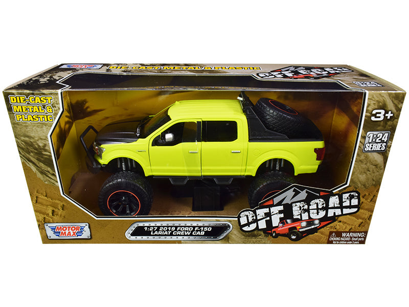 2019 Ford F-150 Lariat Crew Cab Pickup Truck Off Road Bright Green 1/27 Diecast Model Car by Motormax  free shipping USA