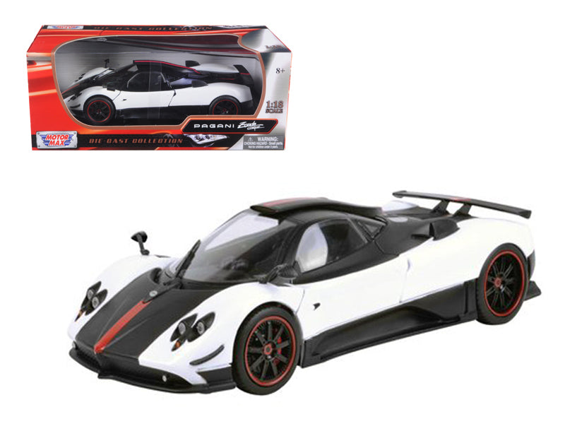Pagani Zonda 5 Cinque White and Black 1/18 Diecast Model Car by Motormax  free shipping USA