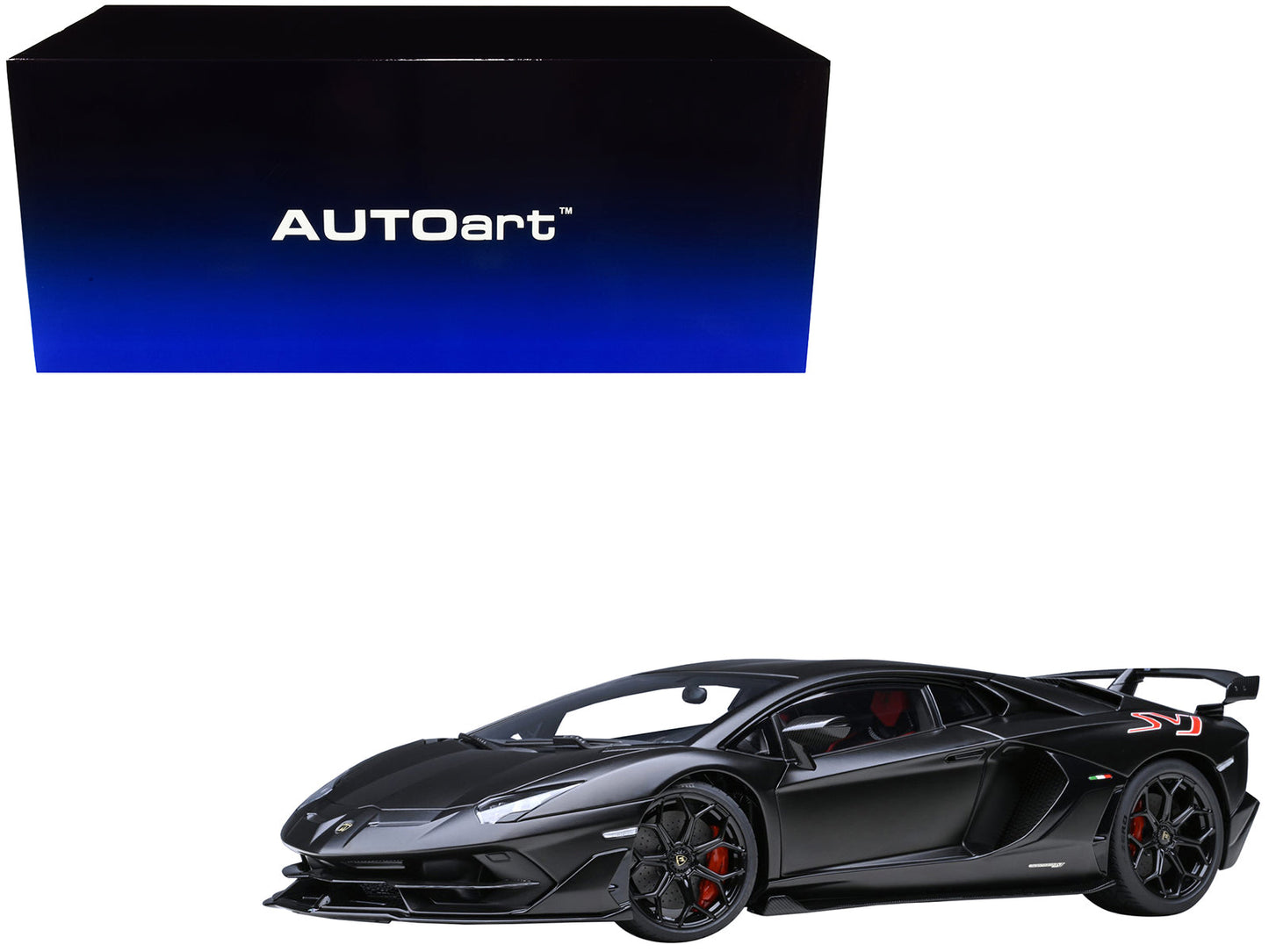 Lamborghini Aventador SVJ Nero Nemesis Matt Black 1/18 Model Car by Autoart  free shipping USA