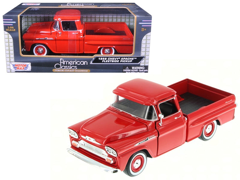 Top-Pick | 1958 Chevrolet Apache Fleetside Pickup Truck Red 1/24 Diecast Model Car by Motormax