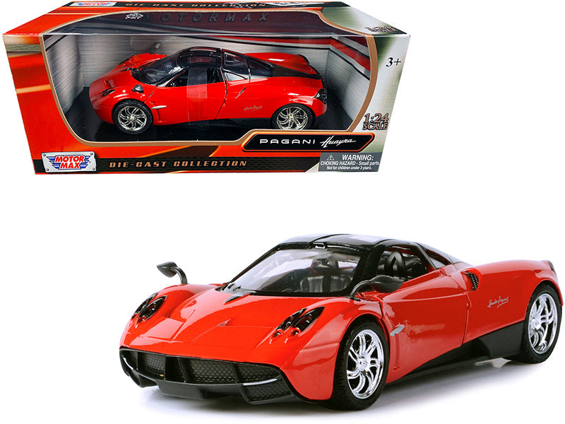 Pagani Huayra Bright Red with Chrome Wheels 1/24 Diecast Model Car by Motormax  free shipping USA