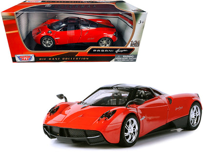 Pagani Huayra Bright Red with Chrome Wheels 1/24 Diecast Model Car by Motormax  free shipping USA