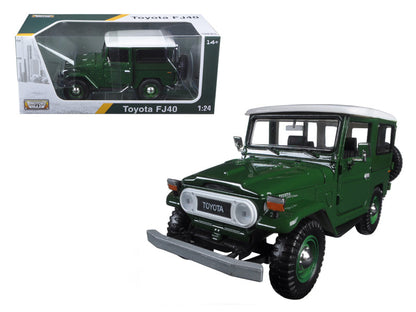 Toyota FJ40 Dark Green with White Top 1/24 Diecast Model Car by Motormax  free shipping USA
