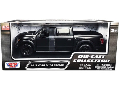 2017 Ford F-150 Raptor Pickup Truck with Sunroof Matt Black "Die-Cast Collection" Series 1/24 Diecast Model Car by Motormax  free shipping USA