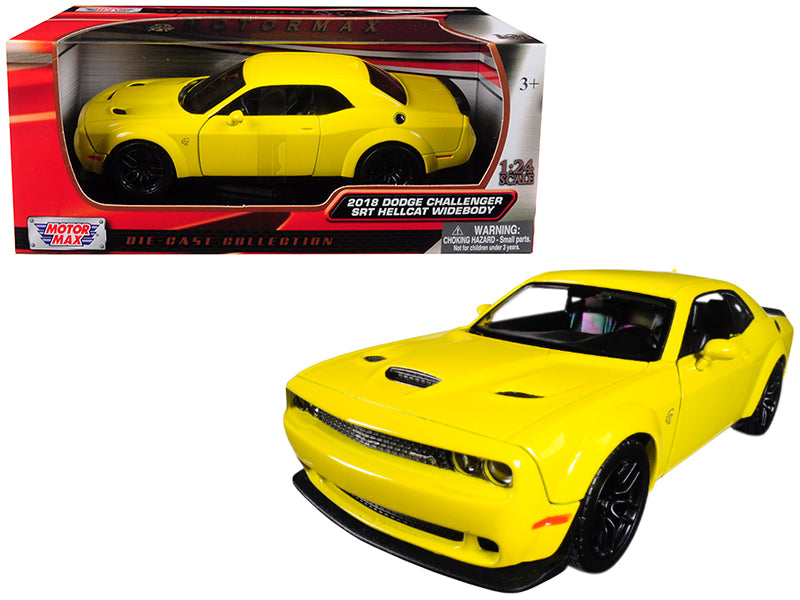 2018 Dodge Challenger SRT Hellcat Widebody Yellow 1/24 Diecast Model Car by Motormax  free shipping USA
