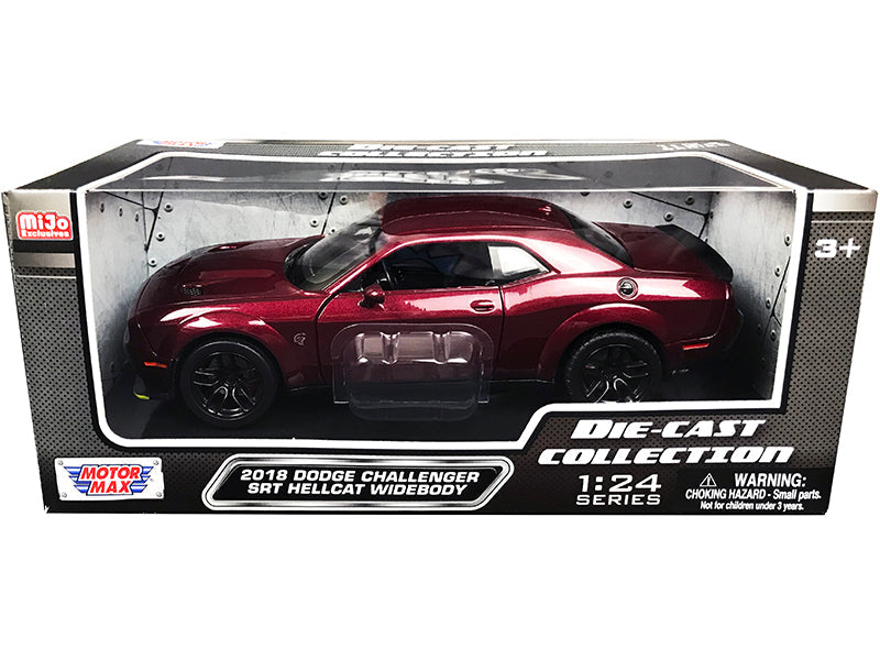 2018 Dodge Challenger SRT Hellcat Widebody Burgundy Metallic "Die-Cast Collection" Series 1/24 Diecast Model Car by Motormax  free shipping USA