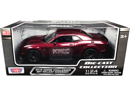 2018 Dodge Challenger SRT Hellcat Widebody Burgundy Metallic "Die-Cast Collection" Series 1/24 Diecast Model Car by Motormax  free shipping USA