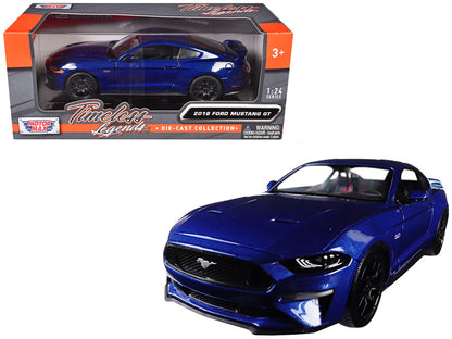 2018 Ford Mustang GT 5.0 Blue with Black Wheels 1/24 Diecast Model Car by Motormax  free shipping USA