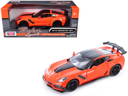 2019 Chevrolet Corvette ZR1 Orange with Black Accents 1/24 Diecast Model Car by Motormax  free shipping USA