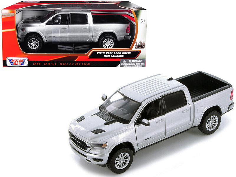 2019 RAM 1500 Laramie Crew Cab Pickup Truck Silver Metallic 1/24 Diecast Model Car by Motormax  free shipping USA