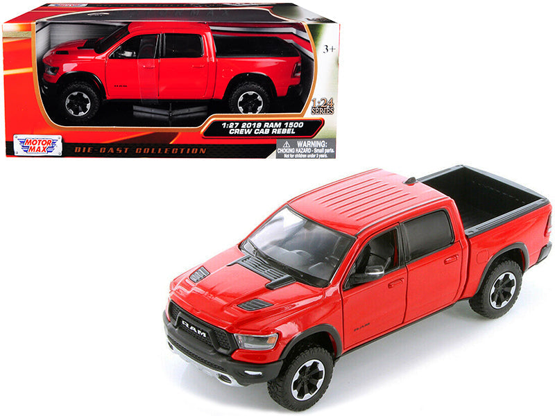 2019 RAM 1500 Rebel Crew Cab Pickup Truck Red 1/24 Diecast Model Car by Motormax  free shipping USA
