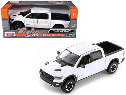 2019 RAM 1500 Rebel Crew Cab Pickup Truck White 1/24-1/27 Diecast Model Car by Motormax  free shipping USA