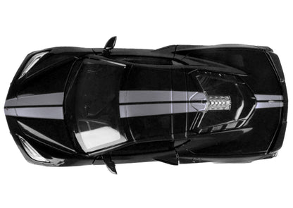2020 Chevrolet Corvette C8 Stingray Black with Silver Stripes "Timeless Legends" Series 1/24 Diecast Model Car by Motormax