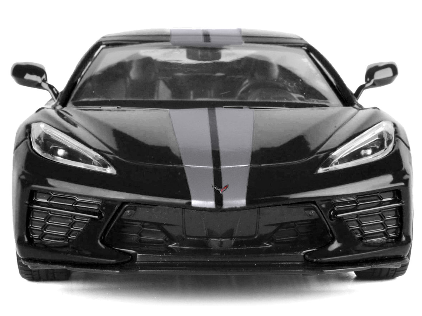 2020 Chevrolet Corvette C8 Stingray Black with Silver Stripes "Timeless Legends" Series 1/24 Diecast Model Car by Motormax