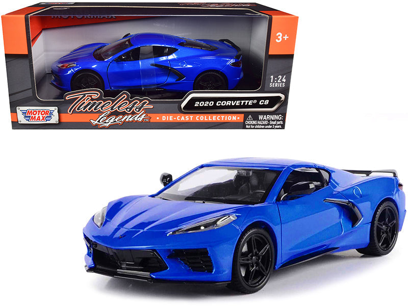 2020 Chevrolet Corvette C8 Stingray Blue Metallic "Timeless Legends" 1/24 Diecast Model Car by Motormax  free shipping USA