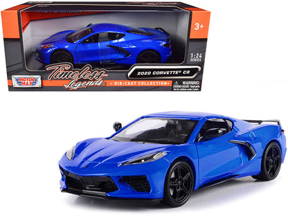 2020 Chevrolet Corvette C8 Stingray Blue Metallic "Timeless Legends" 1/24 Diecast Model Car by Motormax  free shipping USA
