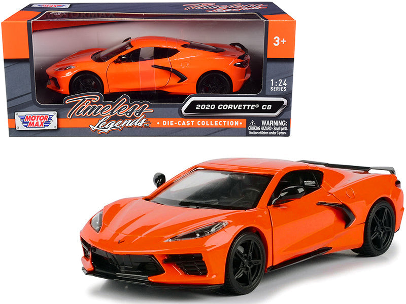 2020 Chevrolet Corvette C8 Stingray Orange "Timeless Legends" 1/24 Diecast Model Car by Motormax  free shipping USA