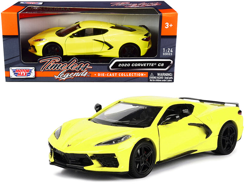 2020 Chevrolet Corvette C8 Stingray Yellow "Timeless Legends" 1/24 Diecast Model Car by Motormax  free shipping USA