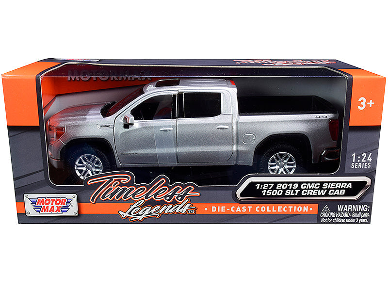 2019 GMC Sierra 1500 SLT Crew Cab Pickup Truck Silver Metallic 1/24-1/27 Diecast Model Car by Motormax  free shipping USA