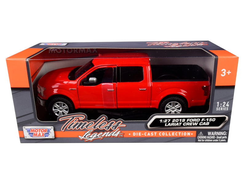 2019 Ford F-150 Lariat Crew Cab Pickup Truck Red 1/24-1/27 Diecast Model Car by Motormax  free shipping USA