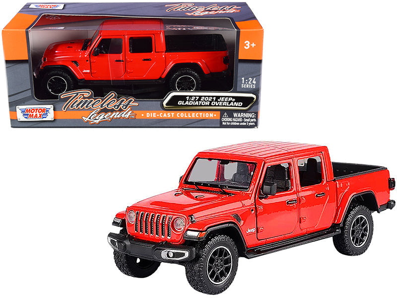 2021 Jeep Gladiator Overland (Closed Top) Pickup Truck Red 1/24-1/27 Diecast Model Car by Motormax  free shipping USA