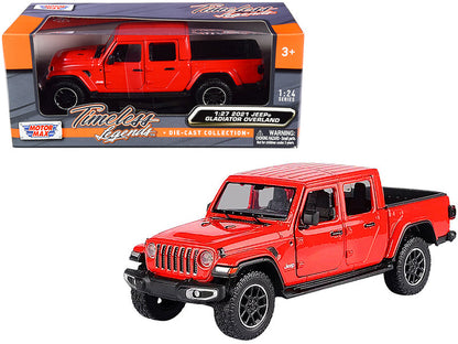 2021 Jeep Gladiator Overland (Closed Top) Pickup Truck Red 1/24-1/27 Diecast Model Car by Motormax  free shipping USA
