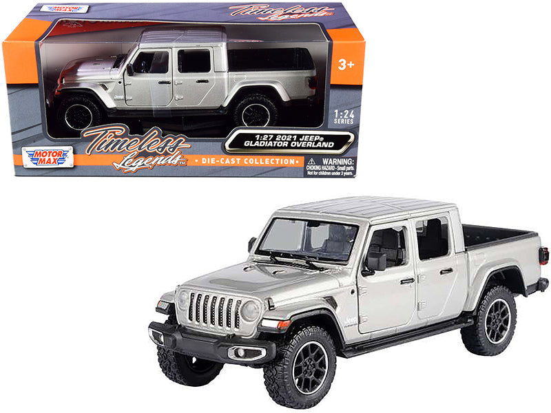 2021 Jeep Gladiator Overland (Closed Top) Pickup Truck Silver Metallic 1/24-1/27 Diecast Model Car by Motormax  free shipping USA