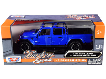 2021 Jeep Gladiator Overland (Open Top) Pickup Truck Blue Metallic 1/24-1/27 Diecast Model Car by Motormax  free shipping USA