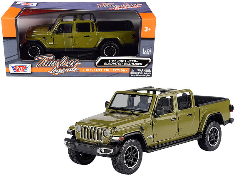 2021 Jeep Gladiator Overland (Open Top) Pickup Truck Matt Green 1/24-1/27 Diecast Model Car by Motormax  free shipping USA