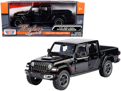 2021 Jeep Gladiator Rubicon (Closed Top) Pickup Truck Black 1/24-1/27 Diecast Model Car by Motormax  free shipping USA