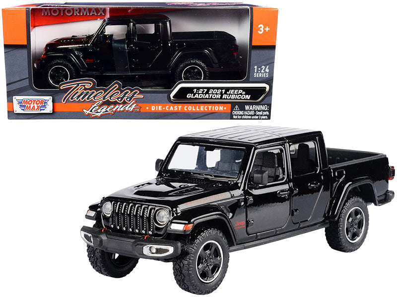 2021 Jeep Gladiator Rubicon (Closed Top) Pickup Truck Black 1/24-1/27 Diecast Model Car by Motormax  free shipping USA