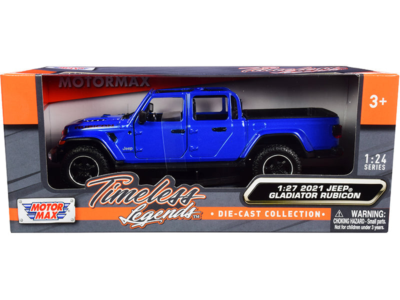 2021 Jeep Gladiator Rubicon (Open Top) Pickup Truck Blue 1/24-1/27 Diecast Model Car by Motormax  free shipping USA