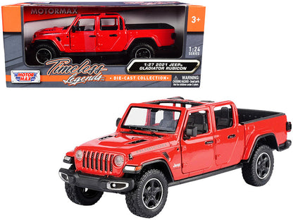 2021 Jeep Gladiator Rubicon (Open Top) Pickup Truck Red 1/24-1/27 Diecast Model Car by Motormax  free shipping USA