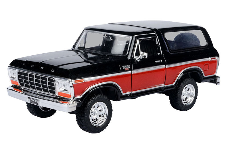 Motormax 79371BKR 1/24 1978 Ford Bronco Hard Top, Black and Red