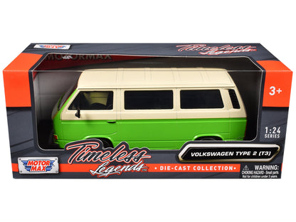 Volkswagen Type 2 (T3) Van Green and Beige "Timeless Legends" Series 1/24 Diecast Model Car by Motormax  free shipping USA