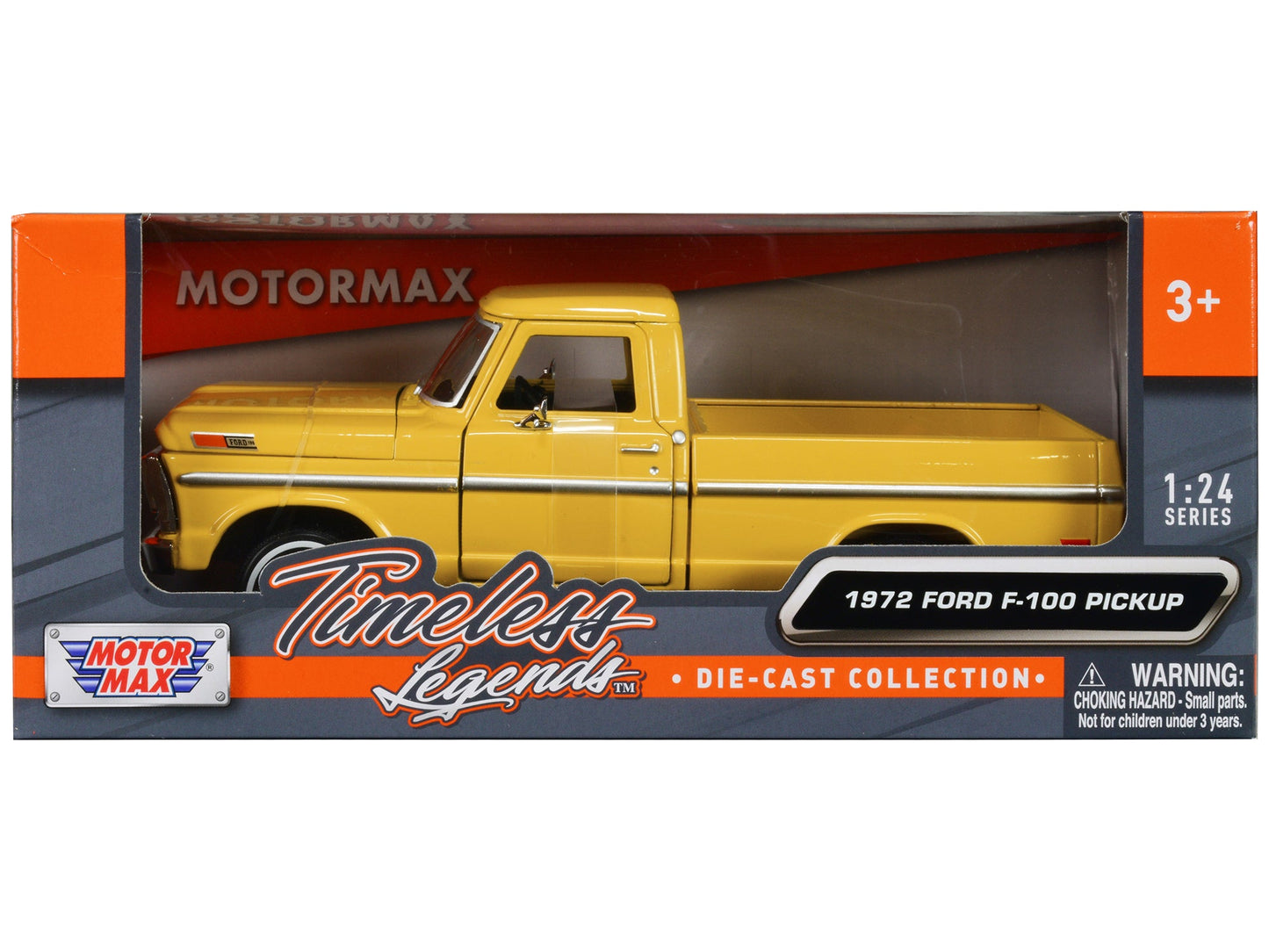 1972 Ford F-100 Pickup Truck Yellow "Timeless Legends" Series 1/24 Diecast Model Car by Motormax  free shipping USA