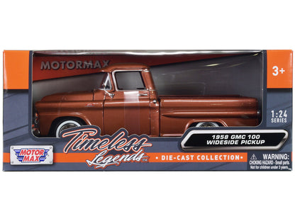 1958 GMC 100 Wideside Pickup Truck Brown Metallic "Timeless Legends" Series 1/24 Diecast Model Car by Motormax  free shipping USA