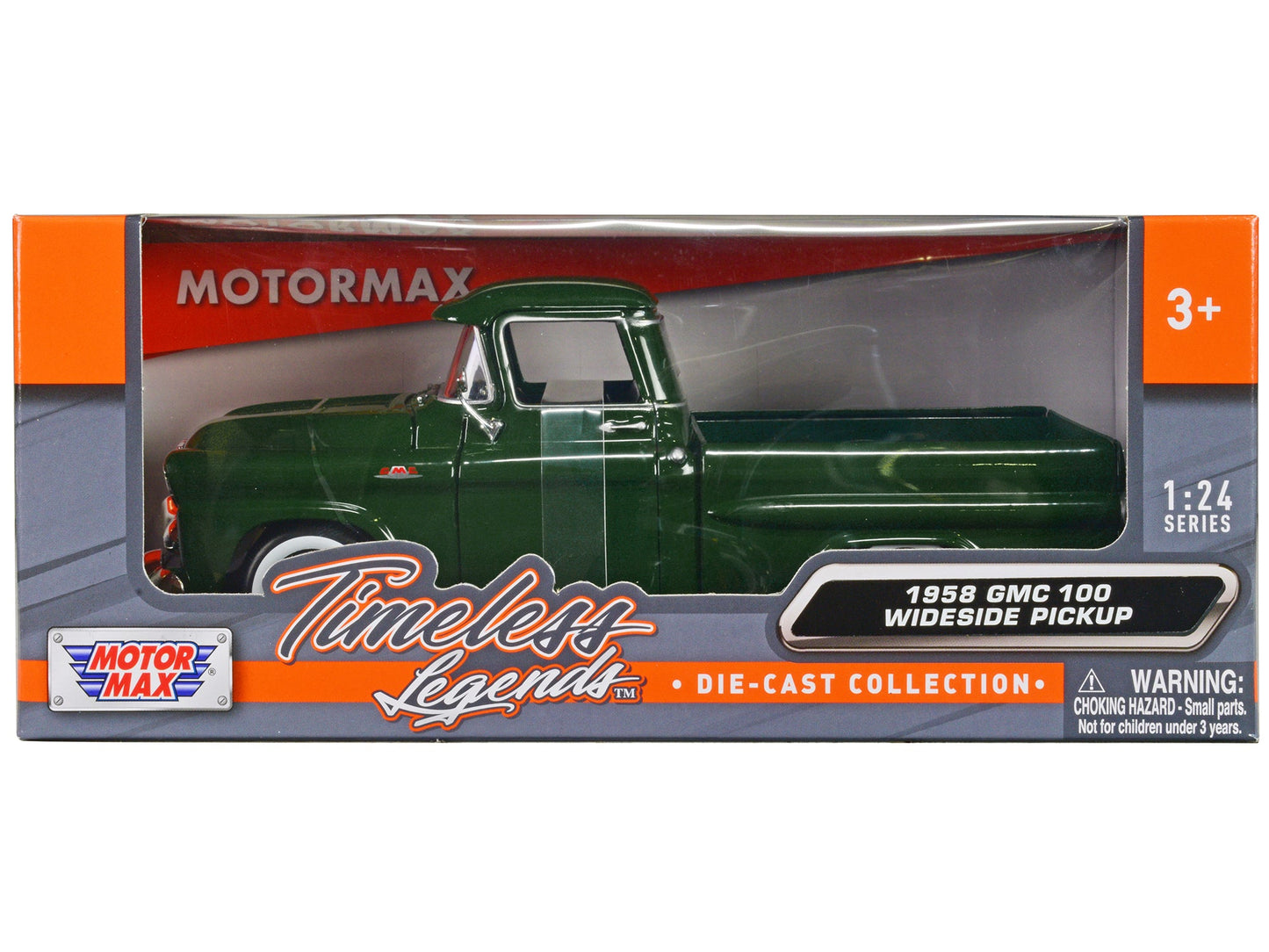 1958 GMC 100 Wideside Pickup Truck Green "Timeless Legends" Series 1/24 Diecast Model Car by Motormax  free shipping USA