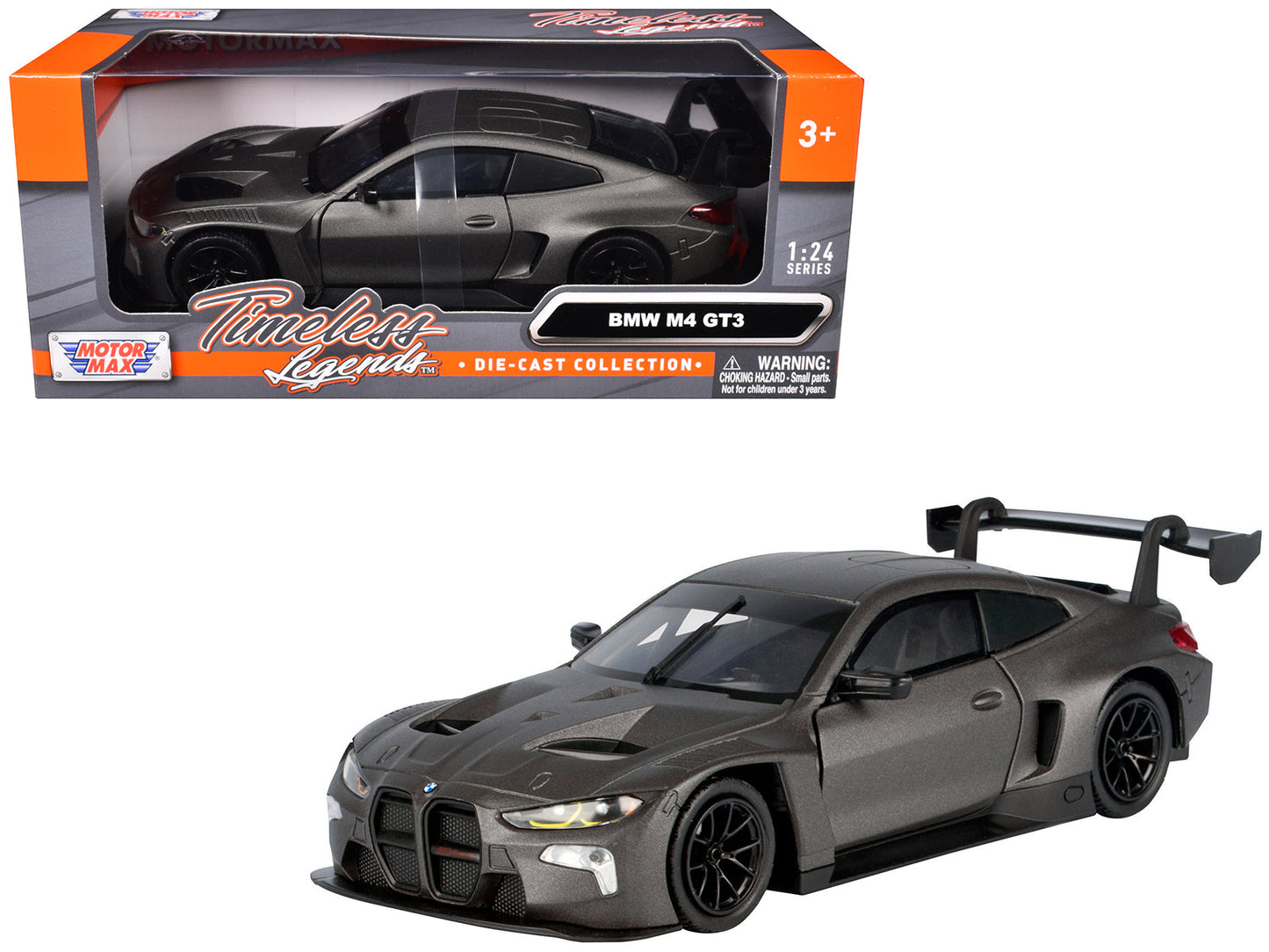 BMW M4 GT3 Matt Black "Timeless Legends" Series 1/24 Diecast Model Car by Motormax  free shipping USA