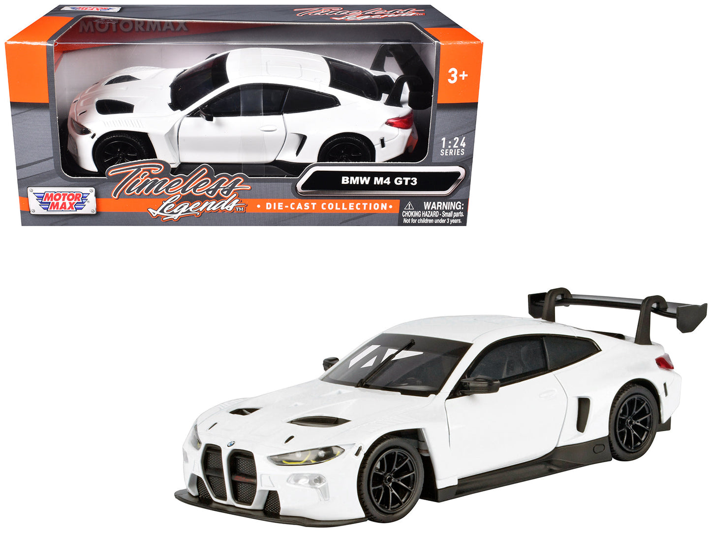 BMW M4 GT3 White "Timeless Legends" Series 1/24 Diecast Model Car by Motormax  free shipping USA