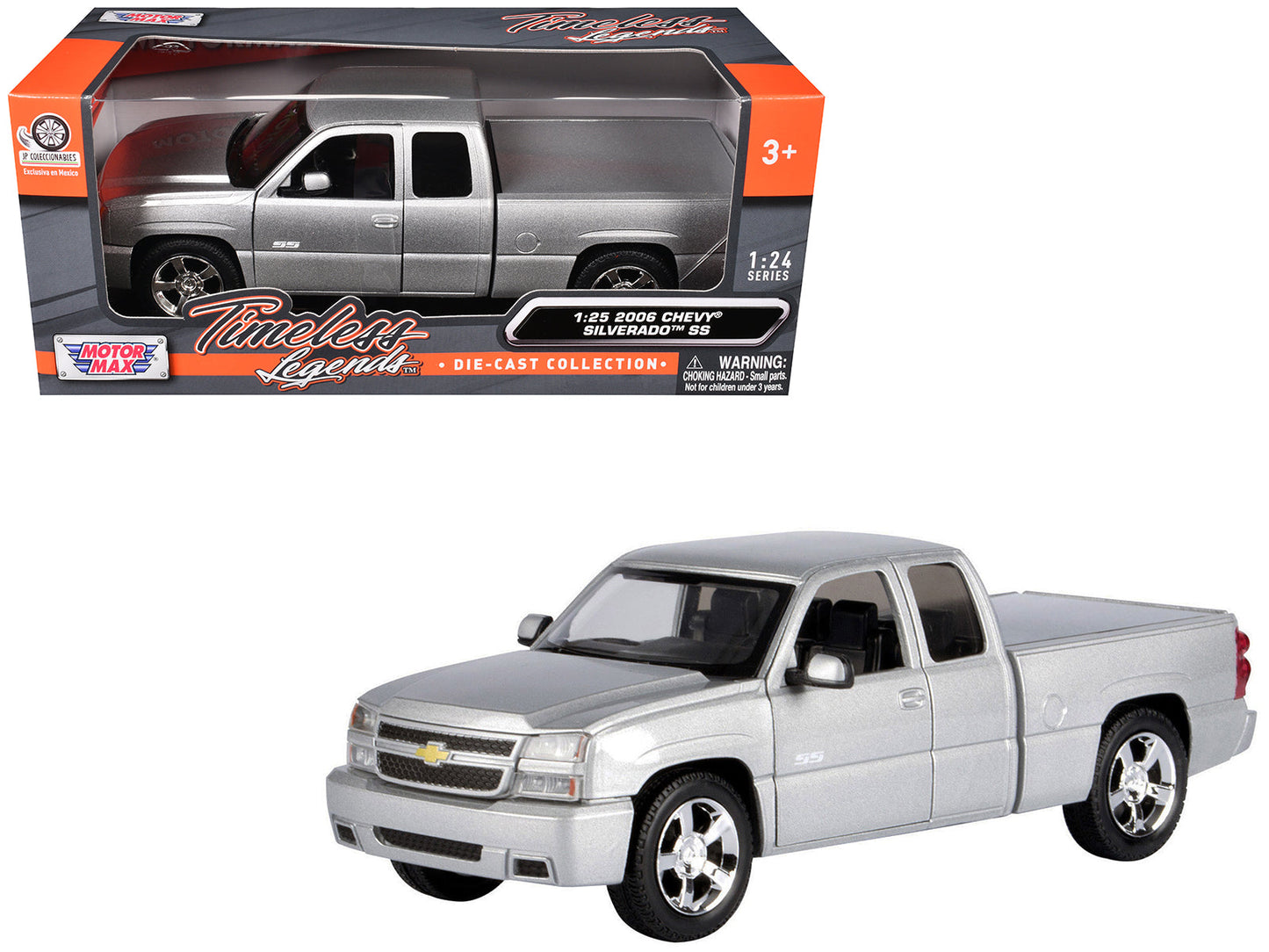 2006 Chevrolet Silverado SS Pickup Truck Silver Metallic "Timeless Legends" Series 1/25 Diecast Model Car by Motormax  free shipping USA