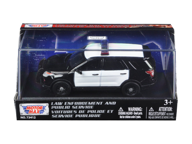 2015 Ford Police Interceptor Utility Plain Black and White 1/43 Diecast Model Car by Motormax  free shipping USA