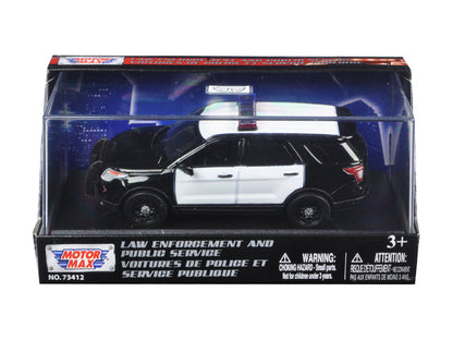 2015 Ford Police Interceptor Utility Plain Black and White 1/43 Diecast Model Car by Motormax  free shipping USA